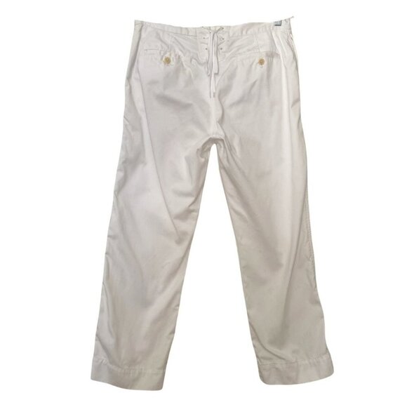 J CREW WOMEN'S SAILOR CHINO WHITE BUTTON FRONT BACK LACE UP PANTS - 6 - Picture 2 of 9